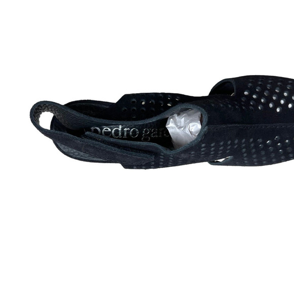 Pedro Garcia Pump Stiletto Black Suede Perforated Slingback Peep Toe Women 40.5 - Picture 6 of 8